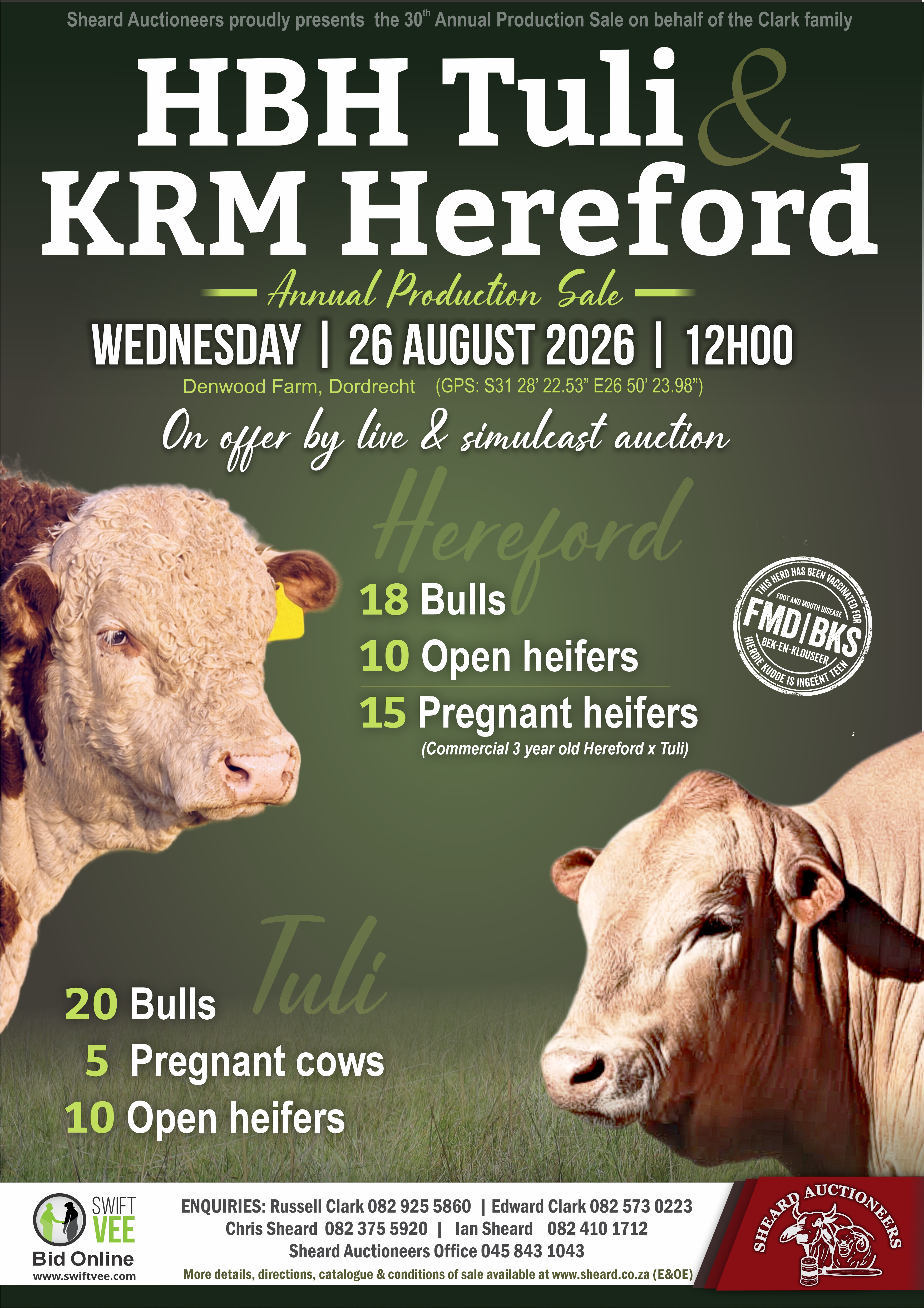 Poster for HBH TULI & KRM HEREFORD 30th ANNUAL PRODUCTION SALE