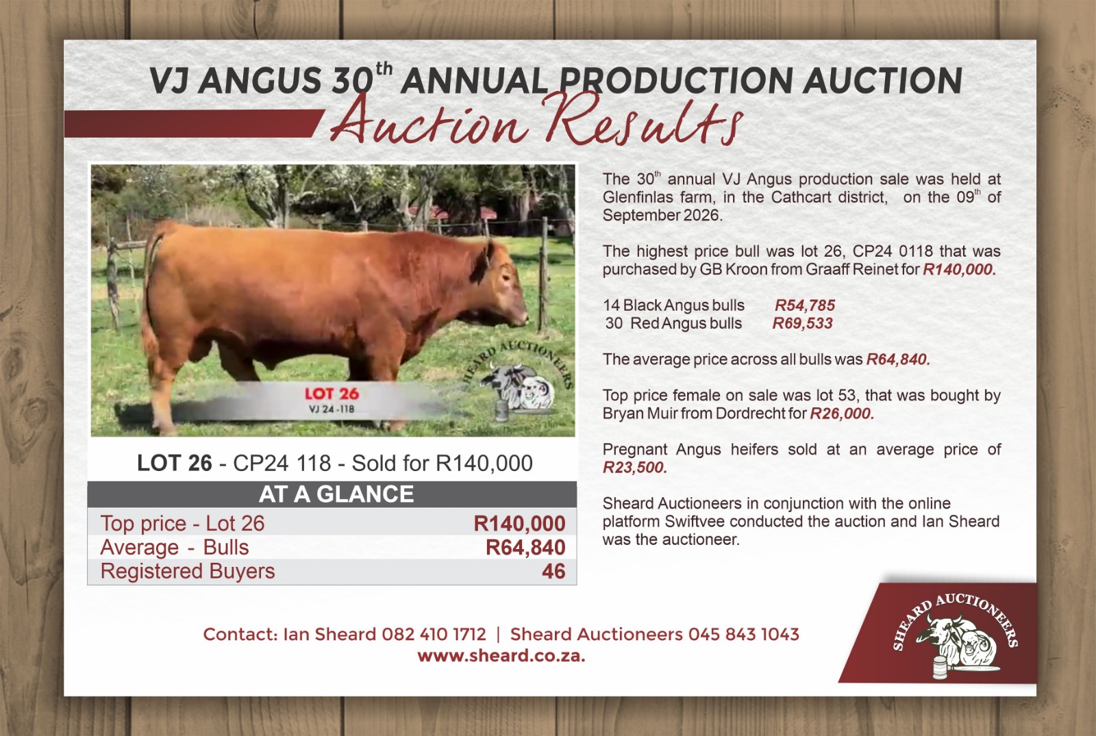 Poster for VJ ANGUS SALE REPORT